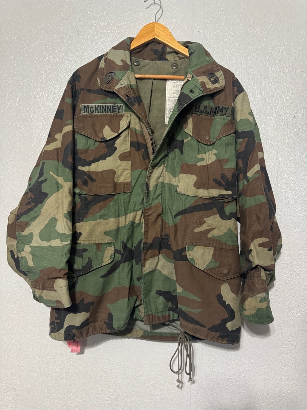 Vintage 1983 US Army M-65 Woodland Camo Field Jacket Brass Zip Small Regular